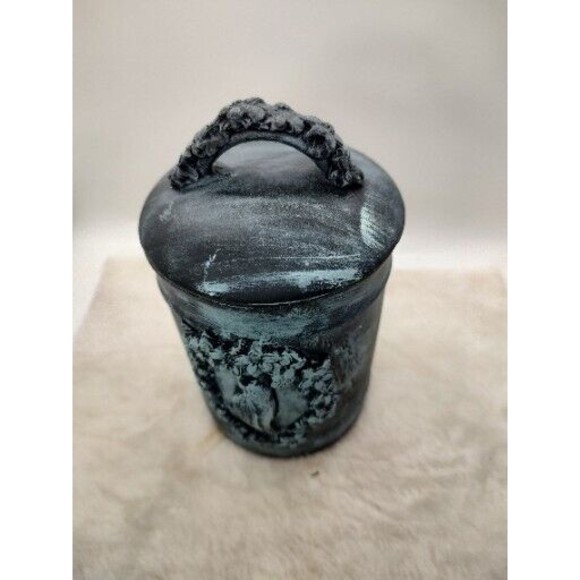 Repurposed Small  storage Canister Handmade By Me With Lid 6.5" Tall Ceramic - Picture 5 of 16